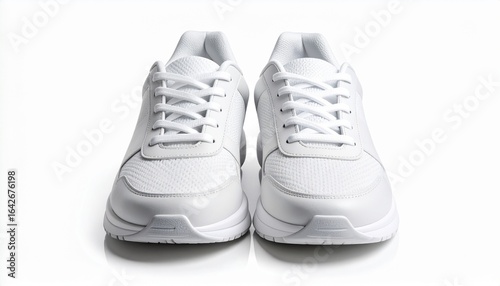 Minimalist Front View All White Sneaker Shoe Fashionable Sport Footwear