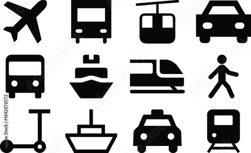 Transportation Icon Set, Vector Illustration