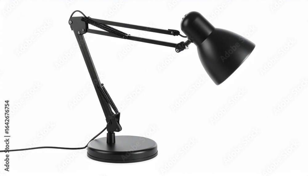 Minimalist Adjustable Architect Desk Lamp in Black Finish on White Background Minimalist Adjustable Architect Desk Lamp in Black Finish on White Background