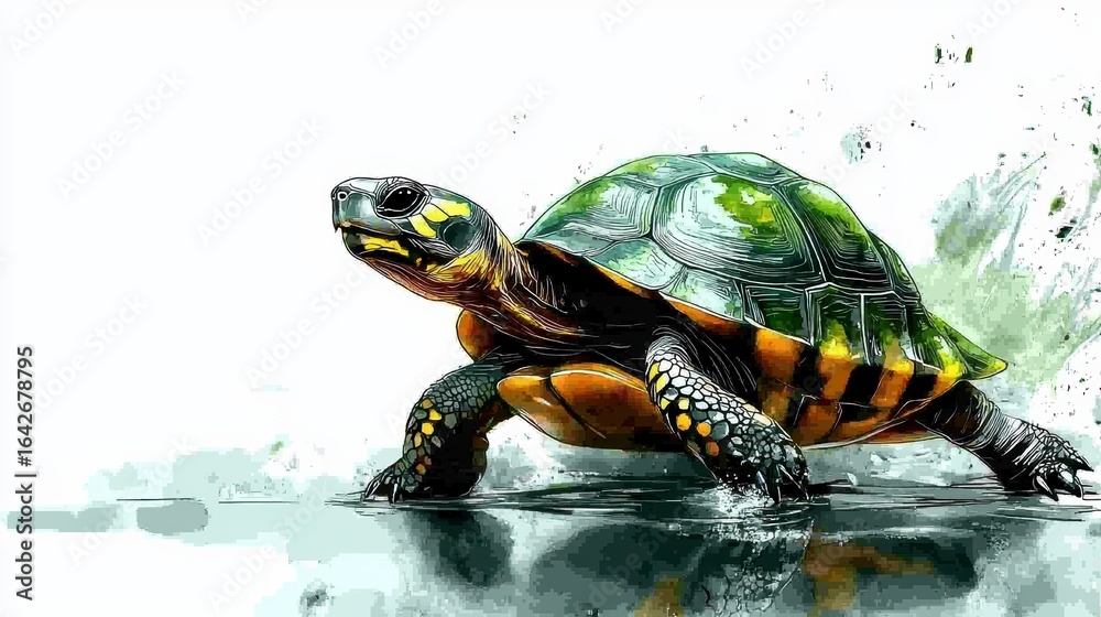 Majestic Turtle Emerging from Water. Majestic Turtle Emerging from Water.