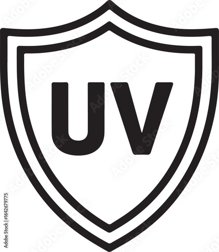 Shield icon with uv protection symbol representing safety and defense against ultraviolet rays
