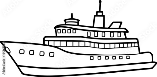 Outline of icebreaker ship vector illustration, line art