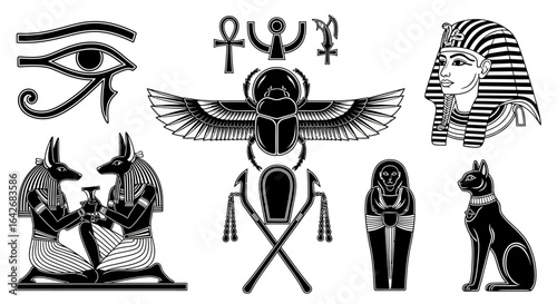Egypt Symbols Vector Isolated Design Elements.