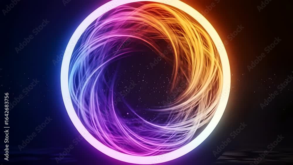 custom made wallpaper toronto digitalVibrant neon circle tunnel with swirling energy streams, futuristic portal. Ideal for technology, science, data, space, and abstract concepts. A portal to data flow.