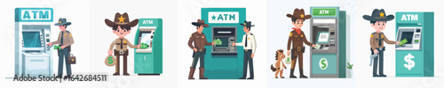 sheriff vector taking money from atm