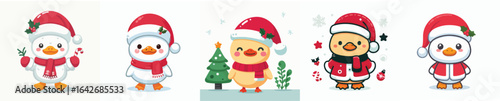 cute duck vector in Christmas costume