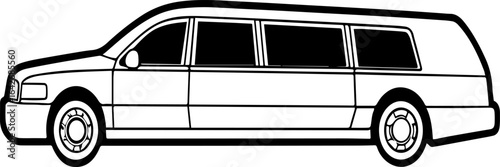 Limousine outline vector illustration, line art
