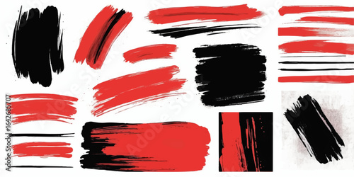 Brush strokes grunge hand drawn ink splashes set