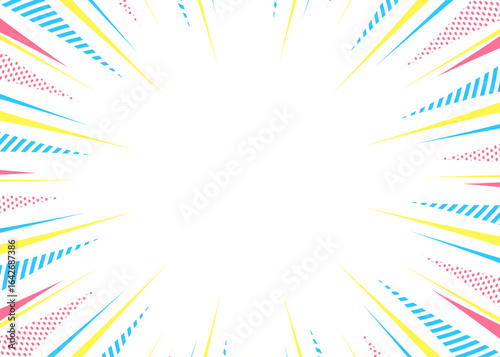 柄入りの集中線、背景フレーム、ポップなデザイン