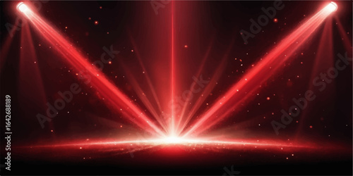 A brilliant spotlight shines on a stage, its bright ray of light illuminating the dark space like a star in the night sky