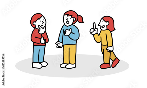 三人で会話する女性