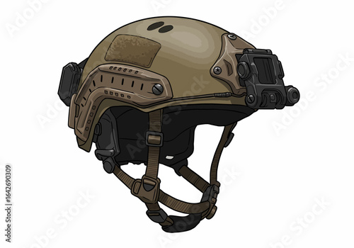 Modern Tactical Combat Helmet with Night Vision Mount and Straps