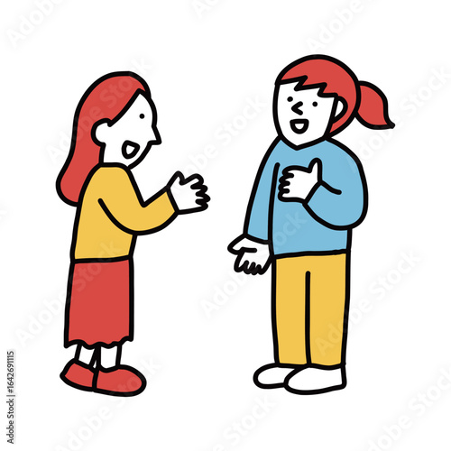 2人で会話する女性のイラスト　親子・先生と保護者