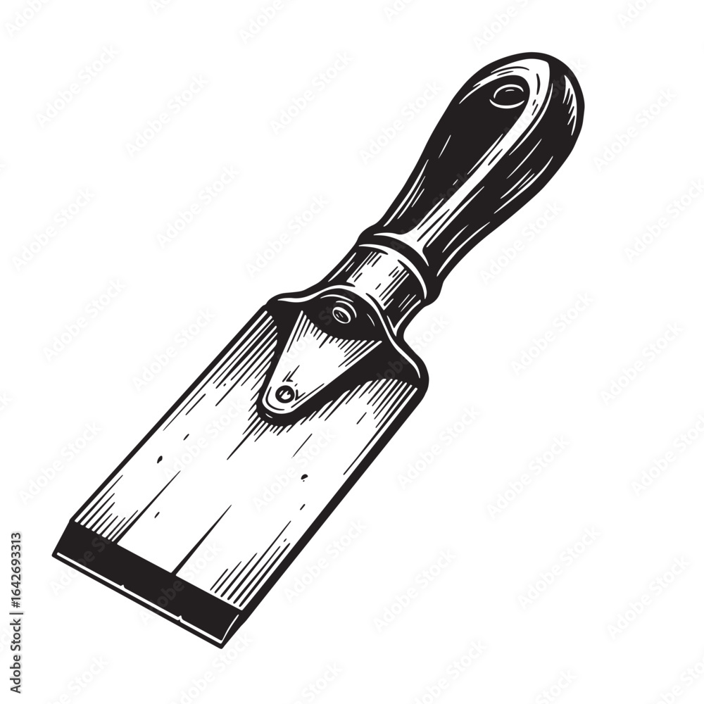 Obraz premium Detailed hand drawn illustration of a woodworking chisel isolated on a white background