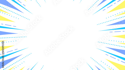 柄入りの集中線、背景フレーム、ポップなデザイン、16:9サイズ