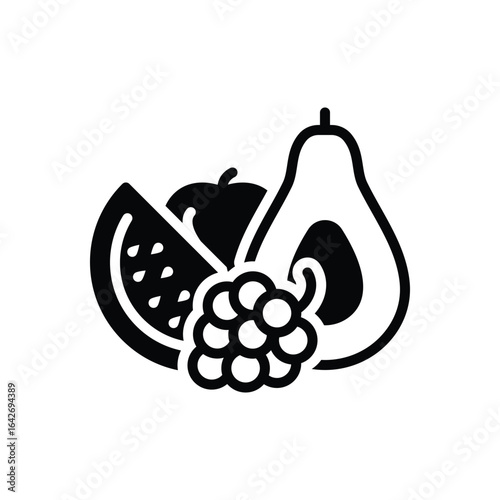 Black solid icon for fruits