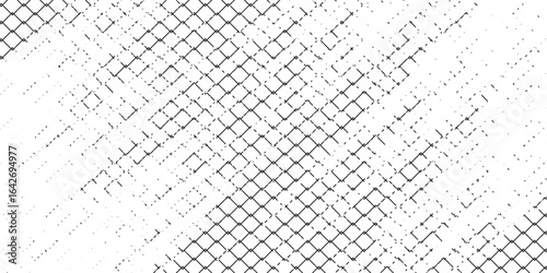 Steel wire chain link fence seamless pattern. Metal lattice with rhombus, diamond shape silhouette. Grid fence background.