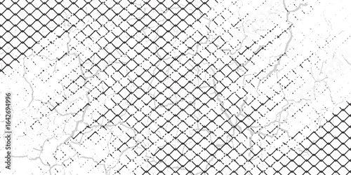 Steel wire chain link fence seamless pattern. Metal lattice with rhombus, diamond shape silhouette. Grid fence background.