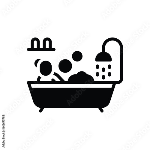 Black solid icon for bath