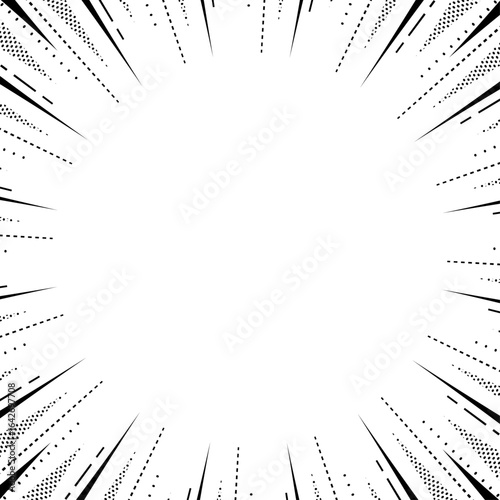 柄入りの集中線、背景フレーム、ポップなデザイン、正方形サイズ