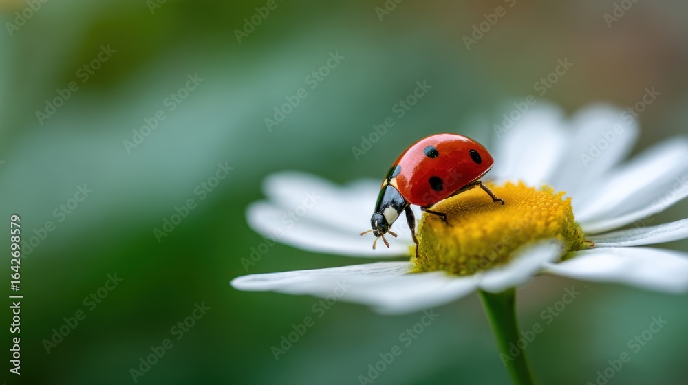 Obraz premium Ladybug on a daisy flower