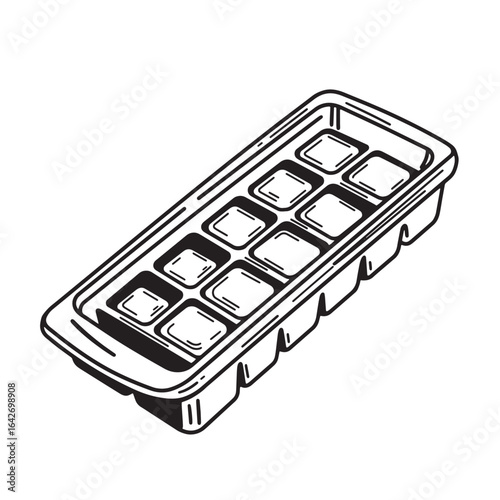 Vector illustration of an empty ice cube tray isolated on a white background