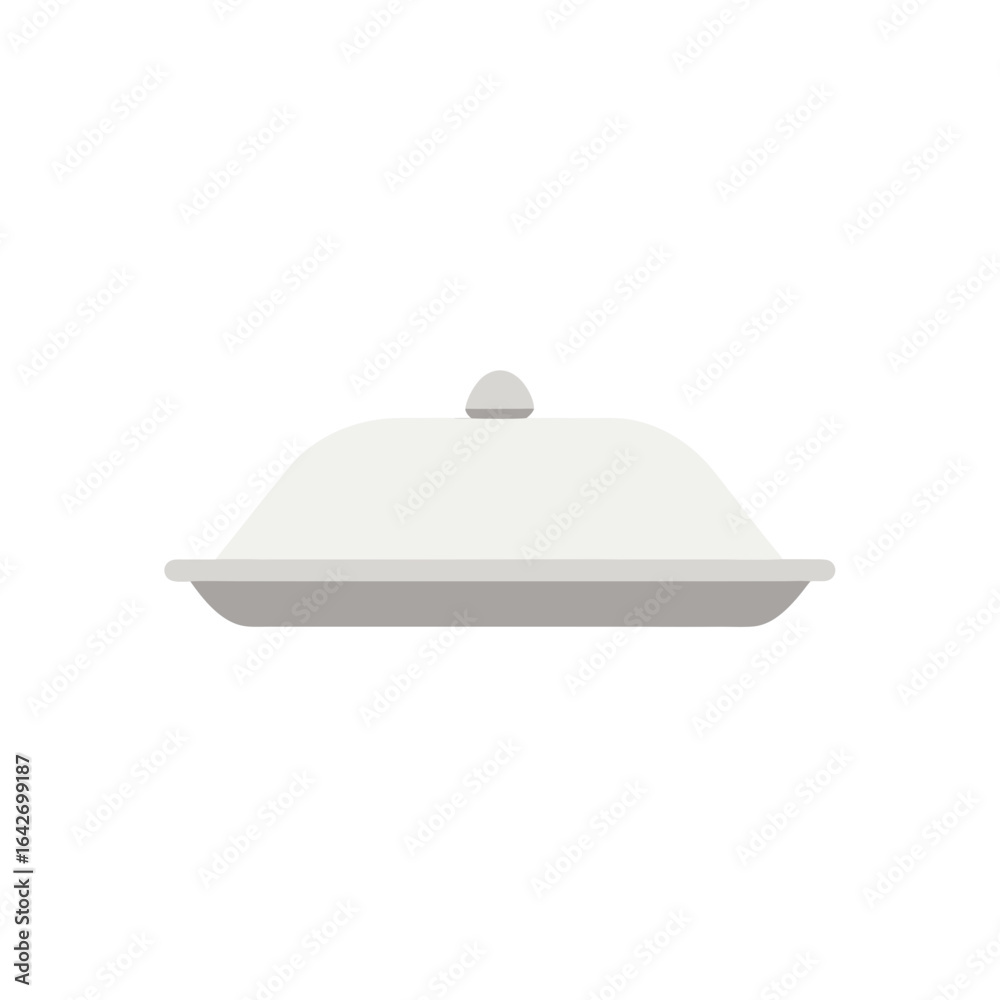 Fototapeta premium Simple flat design of a covered serving dish