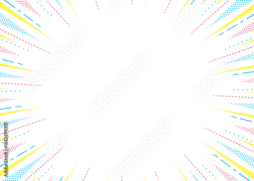 柄入りの集中線、背景フレーム、ポップなデザイン