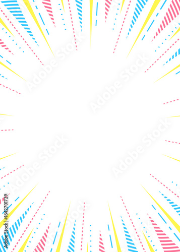 柄入りの集中線、背景フレーム、ポップなデザイン、縦向き