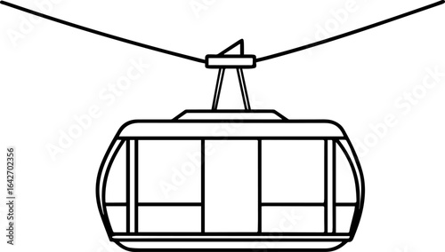Cable car outline vector illustration, line art
