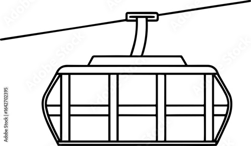 Cable car outline vector illustration, line art