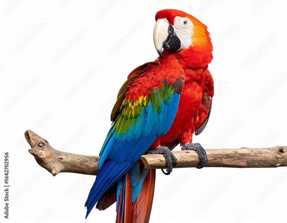 Obraz premium Colorful Macaw Parrot Isolated on White Background