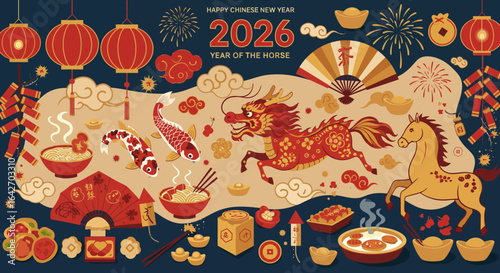 Chinese New Year 2026: Year of the Horse Celebration Design.