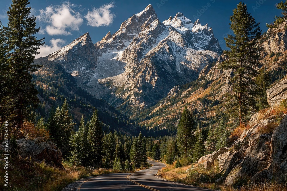Naklejka premium Scenic mountain road through a valley