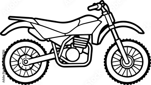 Dirt bike outline vector illustration, line art