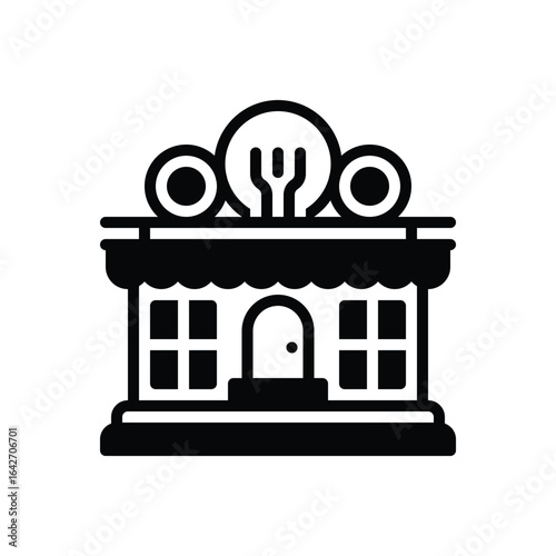 Black solid icon for restaurant
