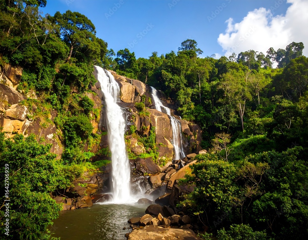 Fototapeta premium Waterfall in lush green forest