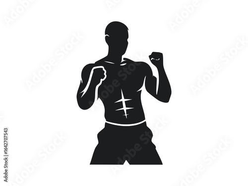 Flat vector silhouette of a male fighter