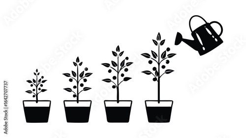 Flower blooming silhouette vector icon illustration clip art on white background minimalist flat black bold for plant and growth concepts.