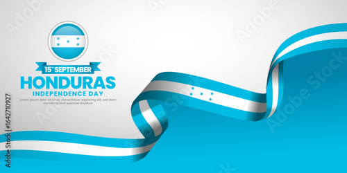 Honduras independence day banner background 15 september design element with waving ribbon flag