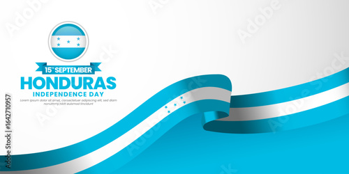 Honduras independence day banner background 15 september design element with waving ribbon flag