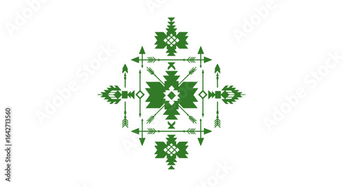 elegant green arrowhead tribal pattern for modern design projects