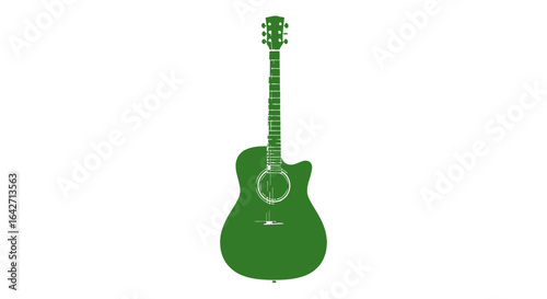 elegant green acoustic guitar silhouette perfect for music websites
