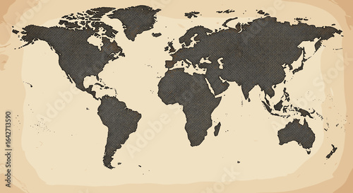 World map illustration vintage style geography earth continents travel