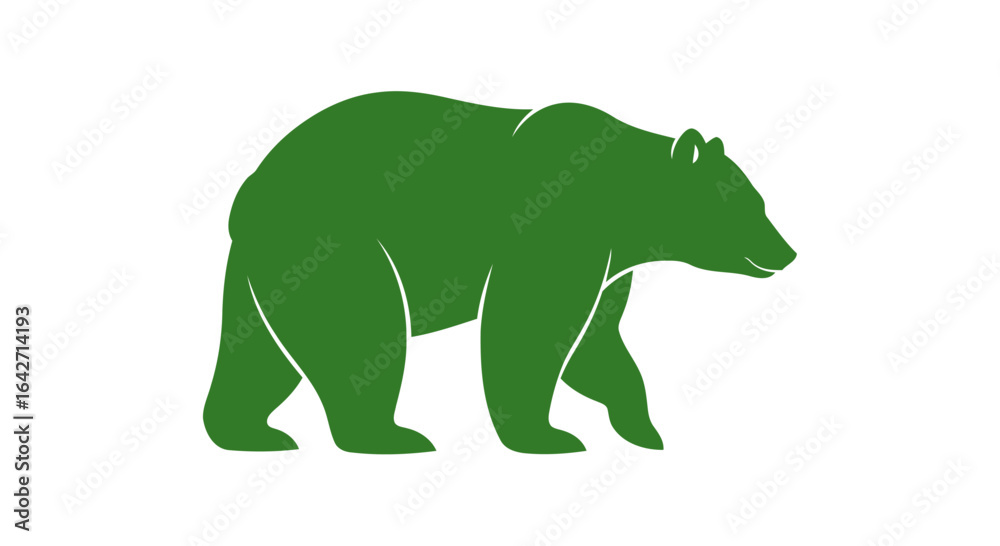 Fototapeta premium green bear silhouette strong simple icon for nature eco brands