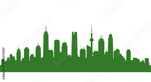 green city skyline silhouette ecofriendly urban landscape design