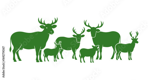 green deer family silhouette perfect for ecofriendly branding