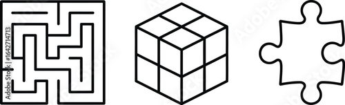 Maze cube puzzle vector illustration design for problem solving