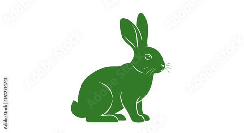green rabbit silhouette ecofriendly logo illustration or design element