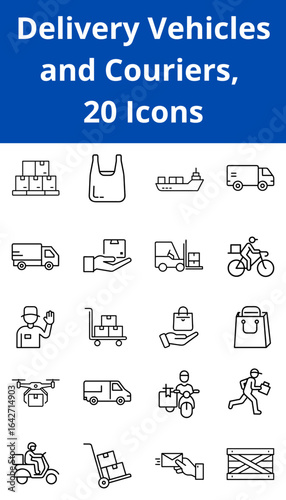 Delivery Vehicles and Couriers Icons